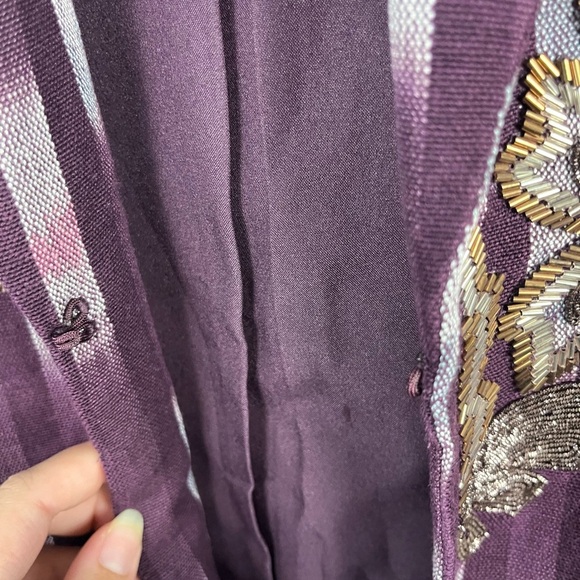 Soft Surroundings Women's Jacket Blazer Topkapi Ikat Printed Beaded Purple XL - Picture 6 of 8